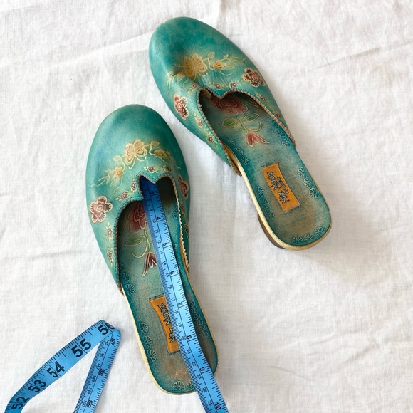 Vintage Retro Miz Mooz by Garth Teal Green Floral Shoes - Picture 9 of 16